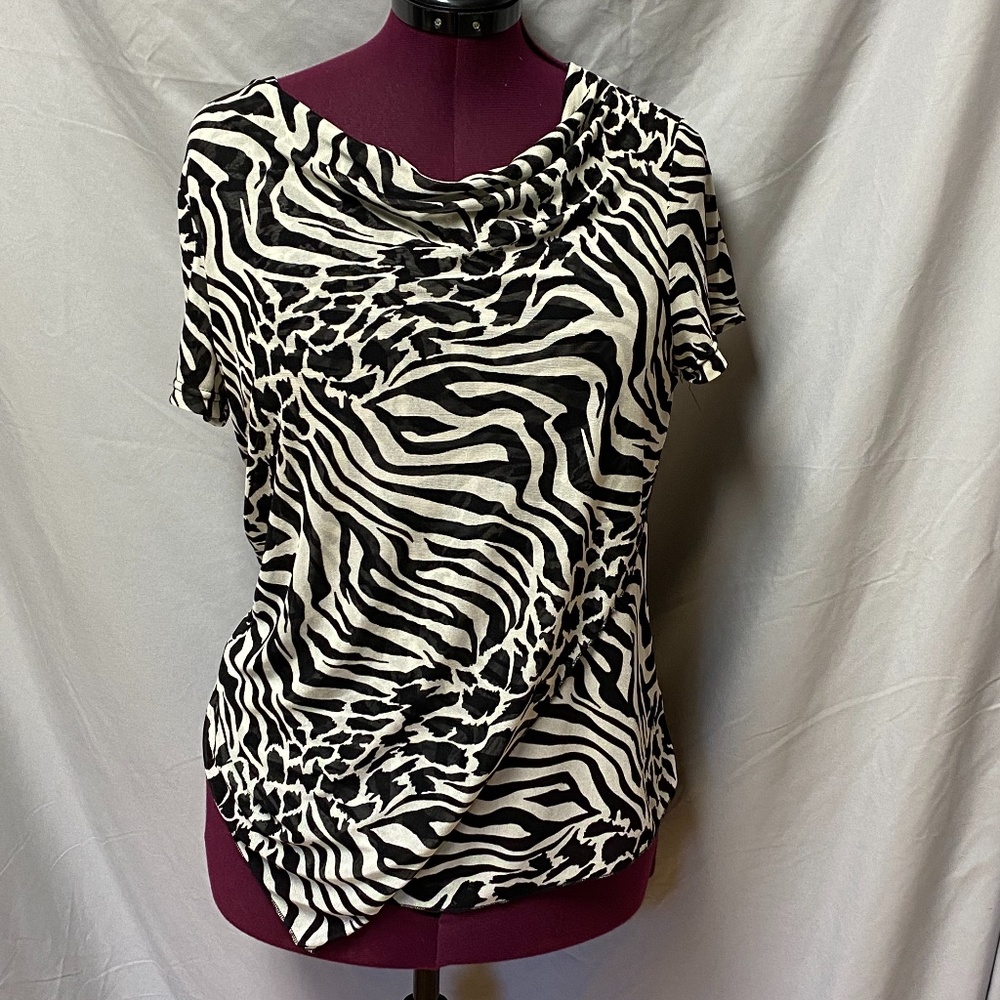 EMMA zebra print front wrap blouse